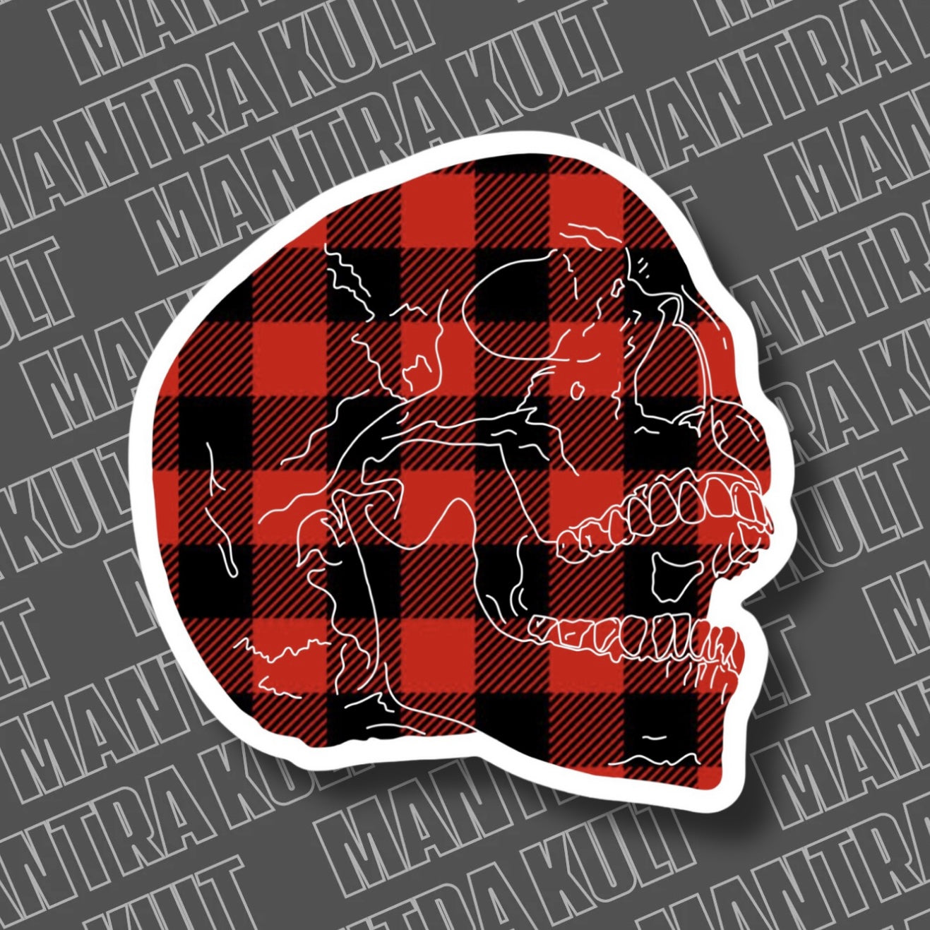 Plaid Skull Sticker